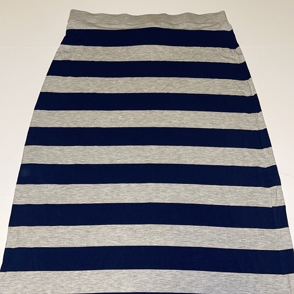 Mango Blue and Grey Striped Stretch Cotton Maxi Skirt - Women’s Size XL - Picture 3 of 9
